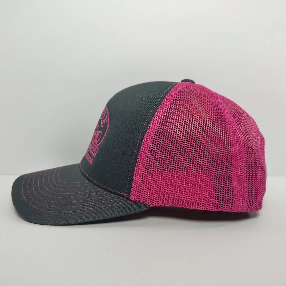 Pacific Headwear Pro Model 104c Pink Black Rumble By The River Mesh Snapback Hat